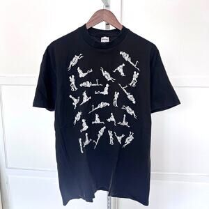 Vintage Skeleton Skateboarding Allover Print T-Shirt Size XL